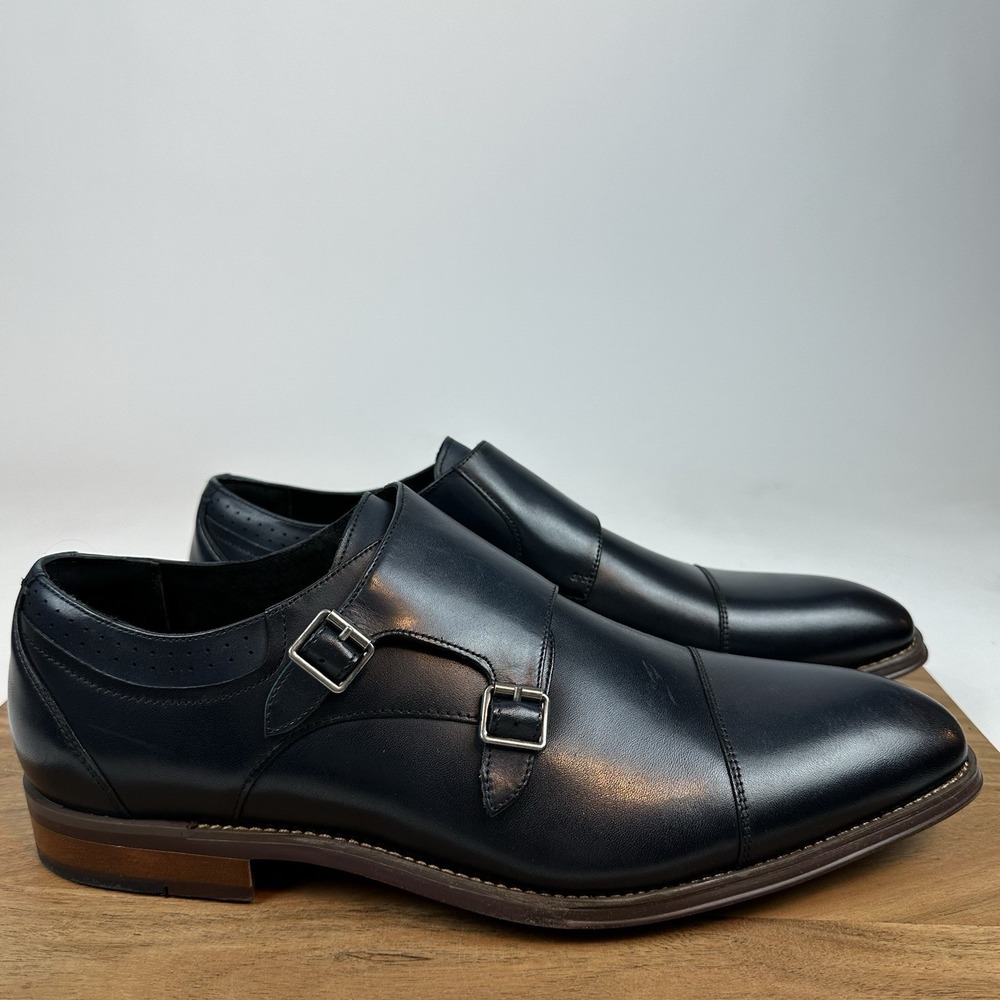 New Mens Stacy Adams Bayne Slip On Leather Black Shoes Dress Shoes Size 12 D